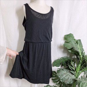 PrAna Black Layered Tank Top Dress Casual Short Above the Knee Patterned Dress